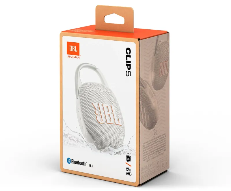 Колонка порт. JBL Clip 5 белый 7W Mono BT 1400mAh