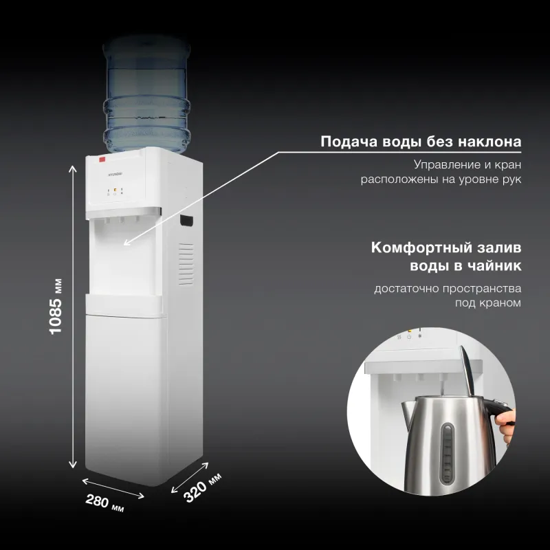 Кулер Hyundai H-WD3406E напольный электронный белый