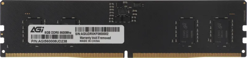 Память DDR5 8GB 5600MHz AGi AGI560008UD238 RTL PC5-44800 CL40 DIMM 288-pin 1.1В single rank Ret