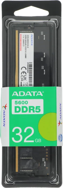 Память DDR5 32GB 5600MHz A-Data AD5U560032G-S RTL PC5-44800 CL46 DIMM 288-pin 1.1В single rank Ret
