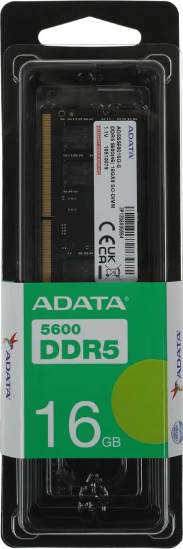 Память DDR5 16GB 5600MHz A-Data AD5S560016G-S RTL PC5-44800 CL46 SO-DIMM 262-pin 1.1В single rank Ret
