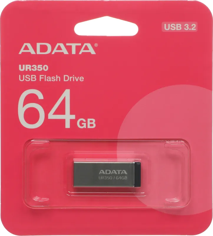 Флеш Диск A-Data 64GB UR350 UR350-64G-RSR/BK USB3.2 серебристый/черный