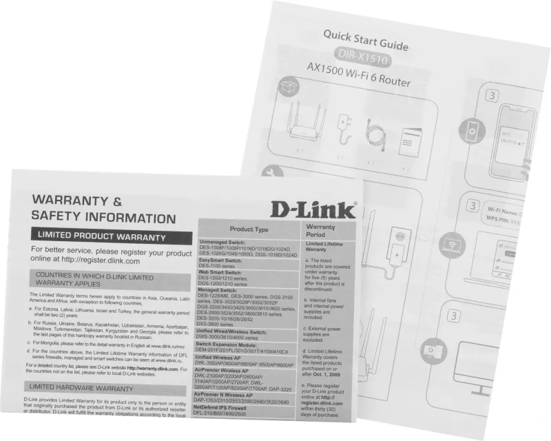 Роутер беспроводной D-Link DIR-X1510/RU/R1A AX1500 10/100/1000BASE-TX