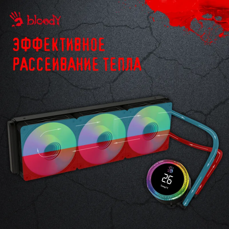 Система водяного охлаждения Bloody BD-LC360ARGB2 ARGB Soc-AM5/AM4/1151/1200/2066/1700 черный 4-pin 22-35dB Al+Cu 300W 1450gr Ret (BD-LC360ARGB2-BK)