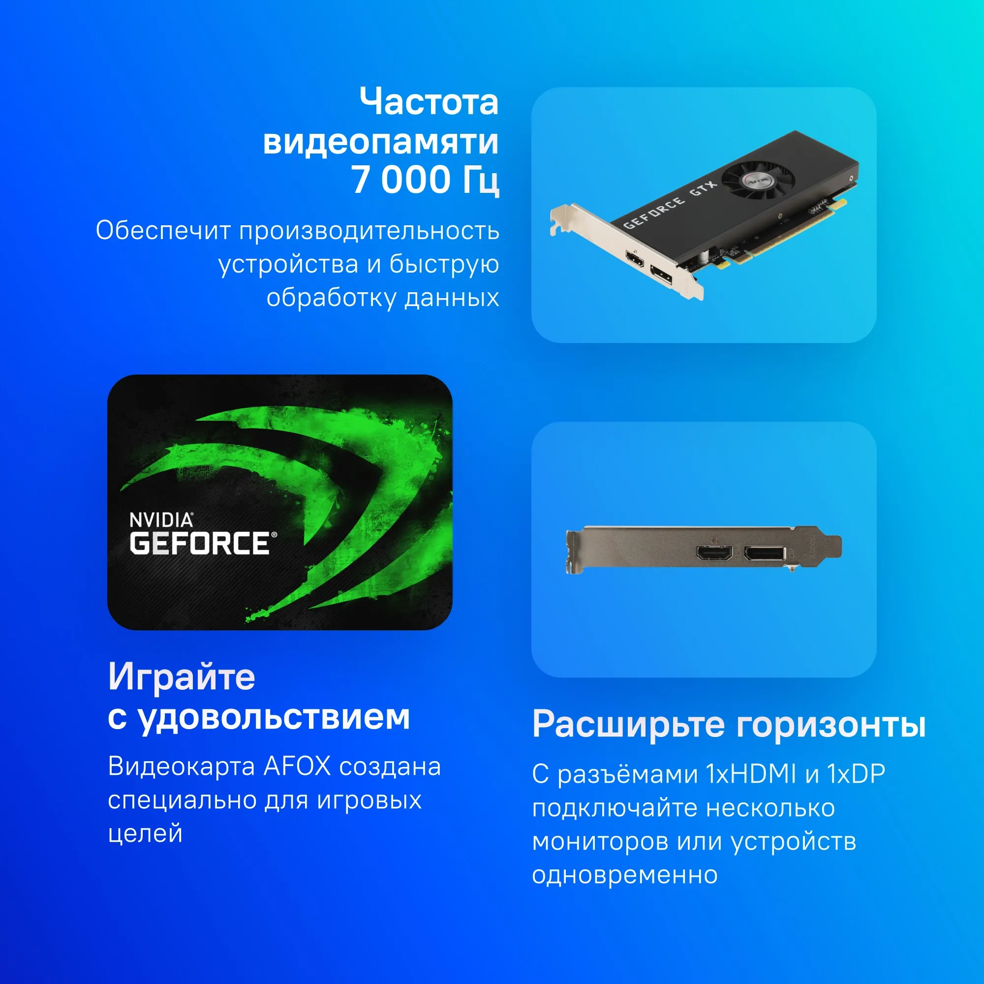 Видеокарта Afox PCI-E AF1050-4096D5L4 NVIDIA GeForce GTX 1050 4Gb 128bit GDDR5 1354/7000 HDMIx1 DPx1 HDCP Ret