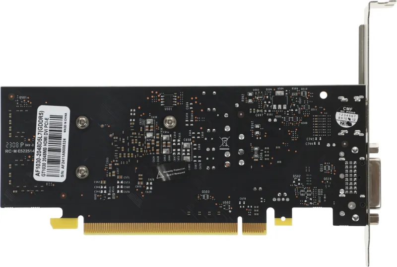 Видеокарта Afox PCI-E AF1030-2048D5L7 NVIDIA GeForce GT 1030 2Gb 64bit GDDR5 1228/6000 DVIx1 HDMIx1 HDCP Ret low profile