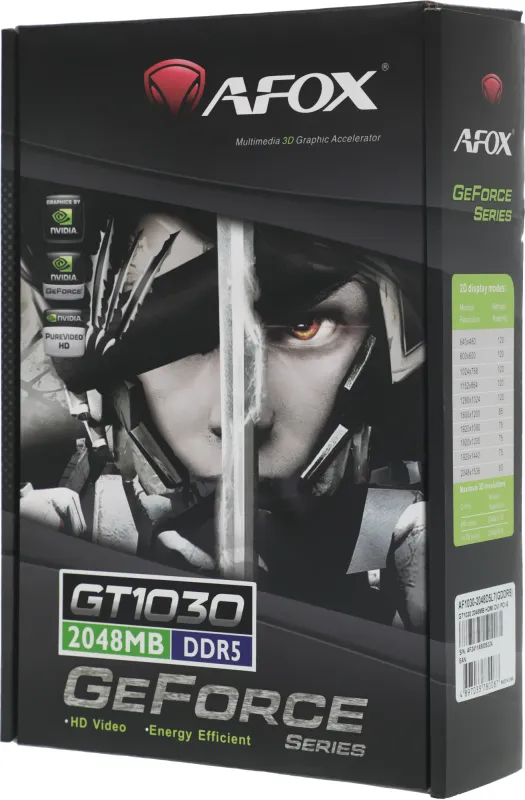 Видеокарта Afox PCI-E AF1030-2048D5L7 NVIDIA GeForce GT 1030 2Gb 64bit GDDR5 1228/6000 DVIx1 HDMIx1 HDCP Ret low profile