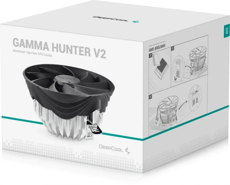 Устройство охлаждения(кулер) Deepcool Gamma Hunter V2 Soc-AM5/AM4/1200/1700/1851 черный 3-pin 21dB Al 95W 252gr Ret (G-U-HUNTER-ARNNNN-G-1)