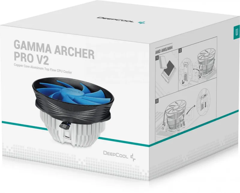 Устройство охлаждения(кулер) Deepcool Gamma Archer Pro V2 Soc-AM5/AM4/1200/1700/1851 черный/синий 4-pin 17.8-21dB Al+Cu 110W 315gr Ret (G-U-ARCHER-ARNNNN-G-2)