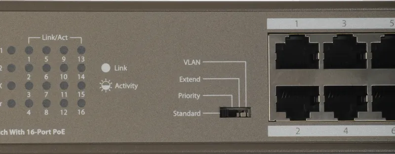 Коммутатор Tenda TEF1118P-16-150W (L2) 16x100Мбит/с 2x1Гбит/с 1SFP 16PoE 130W неуправляемый