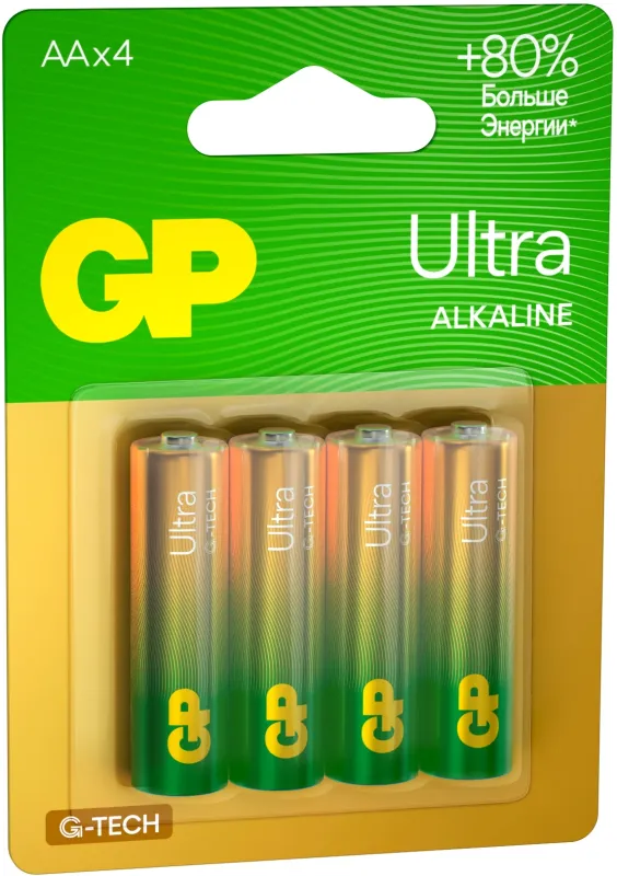 Батарея GP Ultra Alkaline GP 15AUA21-2CRSBC4 AA (4шт) блистер