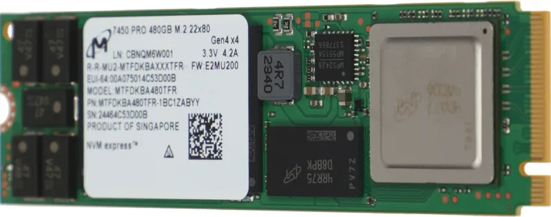 Накопитель SSD Crucial PCIe x4 480GB MTFDKBA480TFR-1BC1ZABYY Micron 7450 Pro M.2 2280