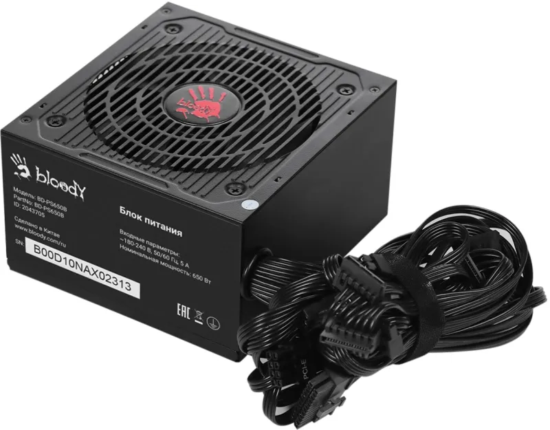 Блок питания Bloody ATX 650W BD-PS650B 80+ bronze (20+4pin) APFC 120mm fan 6xSATA RTL