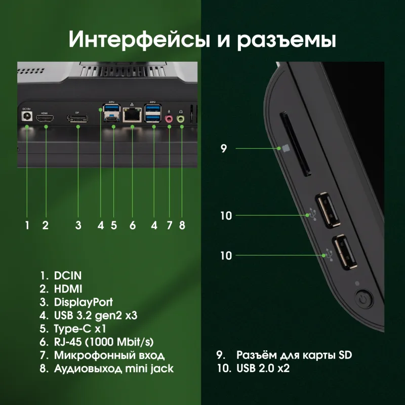 Моноблок Digma Pro Vision 23.8" Full HD i7 1255U (1.7) 16Gb SSD512Gb UHDG CR Windows 11 Pro Eth WiFi BT 90W клавиатура мышь Cam черный 1920x1080