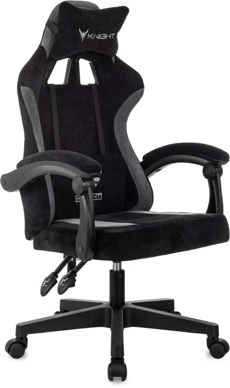 Кресло игровое Knight Wolf черный/серый крестов. пластик