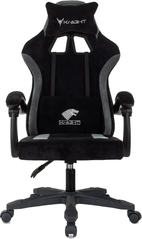 Кресло игровое Knight Wolf черный/серый крестов. пластик