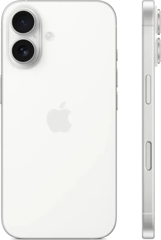 Смартфон Apple A3287 iPhone 16 128Gb белый моноблок 3G 4G 1Sim 6.1" 1179x2556 iOS 18 48Mpix 802.11 a/b/g/n/ac/ax/be NFC GPS Protect