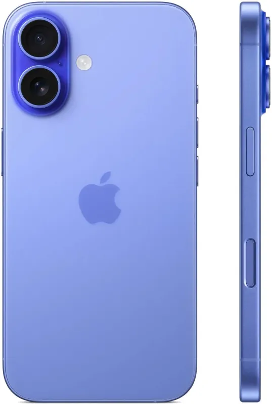 Смартфон Apple A3287 iPhone 16 128Gb ультрамарин моноблок 3G 4G 1Sim 6.1" 1179x2556 iOS 18 48Mpix 802.11 a/b/g/n/ac/ax/be NFC GPS Protect