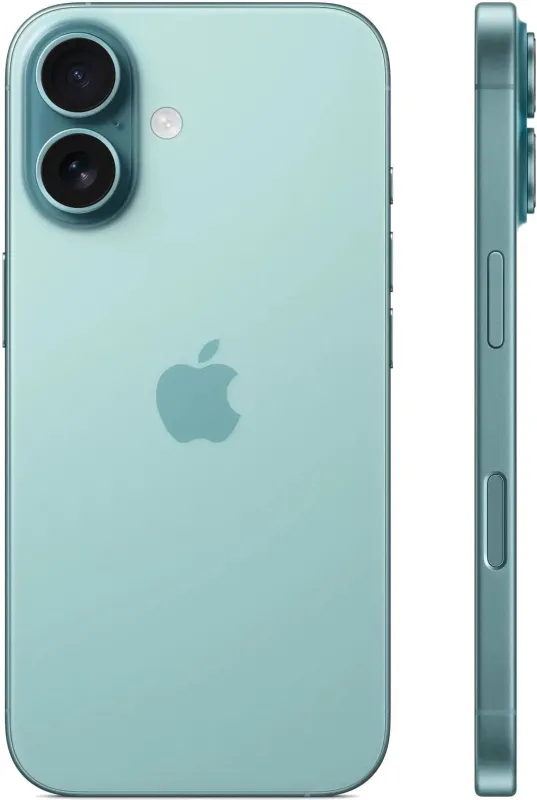 Смартфон Apple A3287 iPhone 16 128Gb бирюзовый моноблок 3G 4G 1Sim 6.1" 1179x2556 iOS 18 48Mpix 802.11 a/b/g/n/ac/ax/be NFC GPS Protect