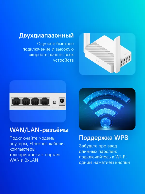 Роутер беспроводной Cudy WR1200E AC1200 10/100BASE-TX