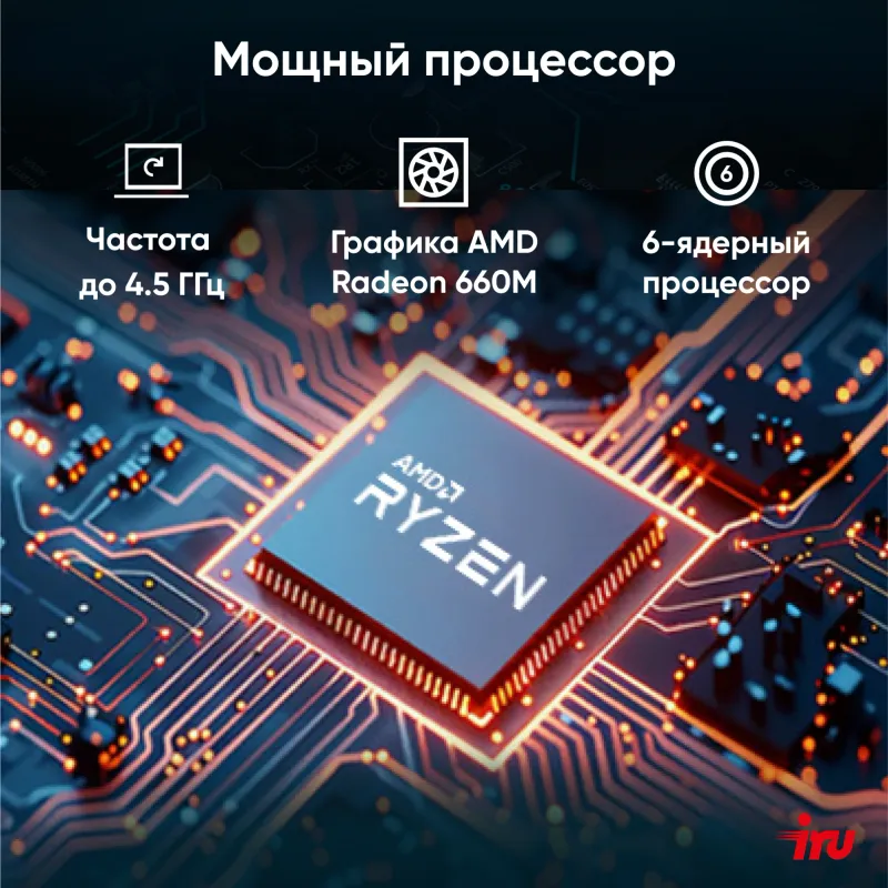 Неттоп IRU Tactio 525 Ryzen 5 6600H (3.3) 16Gb SSD512Gb 660M Windows 11 Pro GbitEth WiFi BT черный (2057781)