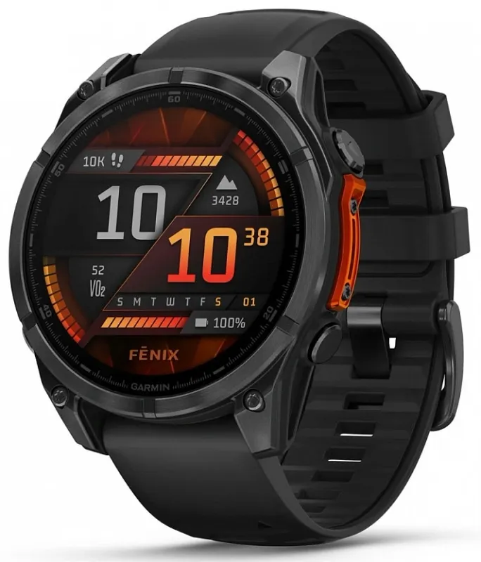 Смарт-часы Garmin Fenix 8 47мм 1.4" AMOLED корп.серый рем.черный разм.брасл.:125-208мм (010-02904-00)