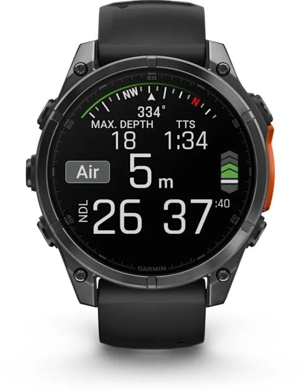 Смарт-часы Garmin Fenix 8 47мм 1.4" AMOLED корп.серый рем.черный разм.брасл.:125-208мм (010-02904-00)