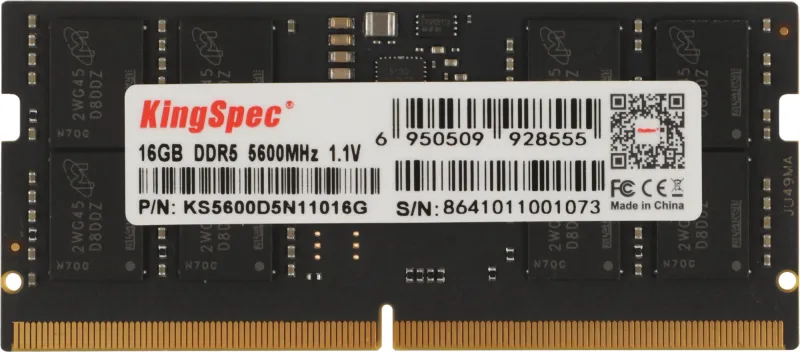 Память DDR5 16GB 5600MHz Kingspec KS5600D5N11016G RTL PC5-41600 CL40 SO-DIMM 288-pin 1.1В single rank Ret
