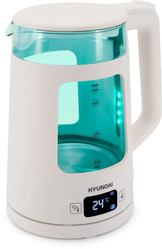 Чайник электрический Hyundai HYK-G9407 1.7л. 2200Вт белый корпус: стекло