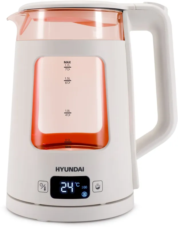 Чайник электрический Hyundai HYK-G9407 1.7л. 2200Вт белый корпус: стекло