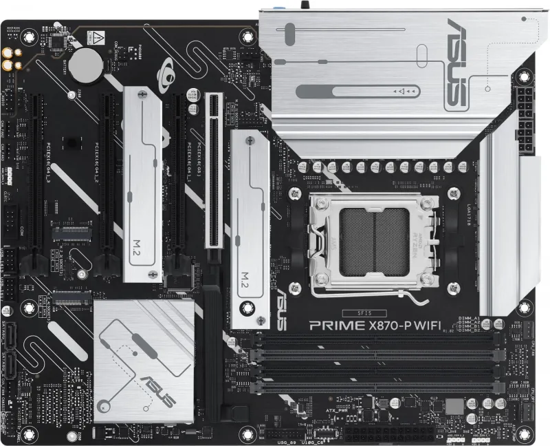ASUS PRIME X870-P WIFI, AM5, X870, 4*DDR5,  2*SATA, 4*M.2, 4*USB 3.2, 2*USB 2.0, 2*Type-C, 5*PCIx16, HDMI, ATX; 90MB1IS0-M0EAY0