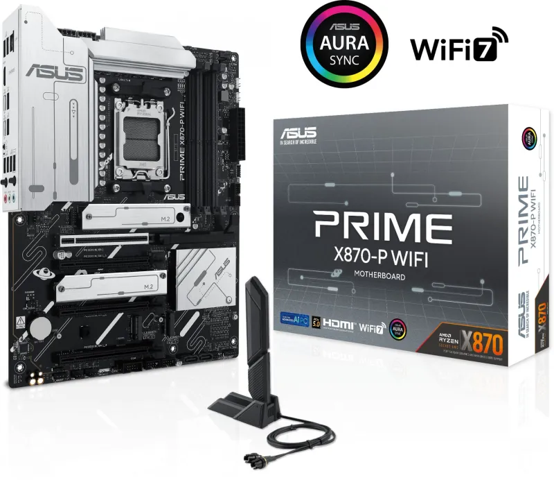 ASUS PRIME X870-P WIFI, AM5, X870, 4*DDR5,  2*SATA, 4*M.2, 4*USB 3.2, 2*USB 2.0, 2*Type-C, 5*PCIx16, HDMI, ATX; 90MB1IS0-M0EAY0