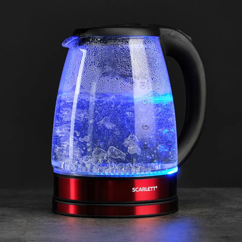 Чайник электрический Scarlett SC-EK27G85 1.8л. 1800Вт красный/черный корпус: стекло
