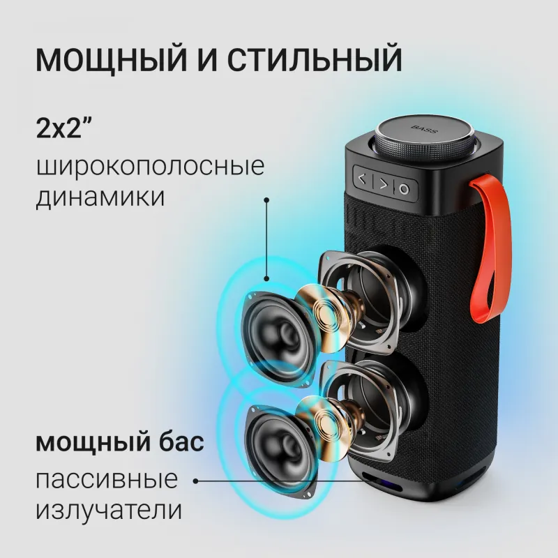 Колонка порт. Digma D-PS1522 черный 60W 2.0 BT 10м 3000mAh (PS1522B)