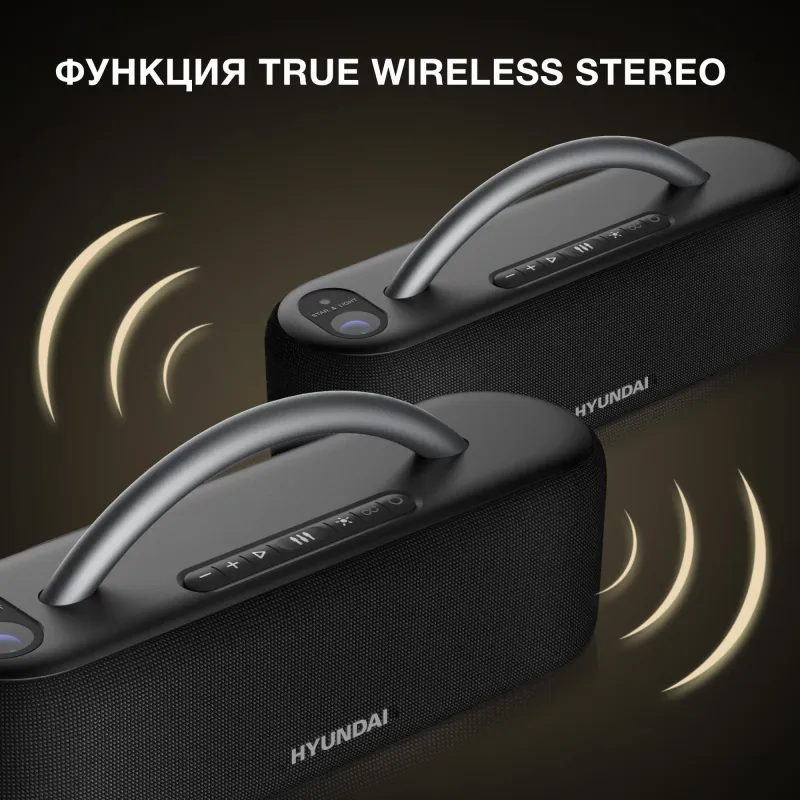 Колонка порт. Hyundai H-PS1028 черный 60W 2.0 BT 10м 4400mAh