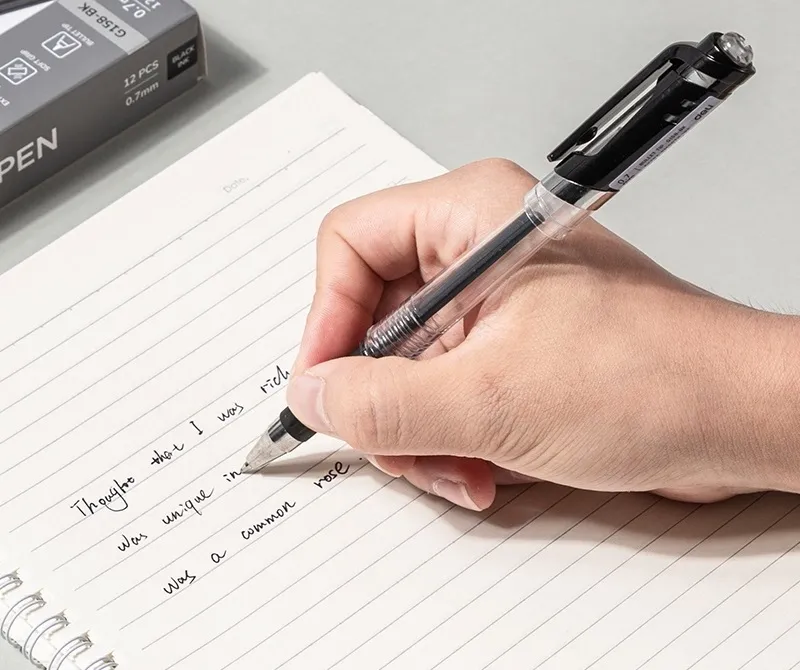 Ручка гелев. Deli EG158-BK прозрачный d=0.7мм черн. черн. резин. манжета