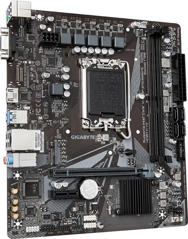 GIGABYTE H610M H V2, LGA1700, H610, 2*DDR5, 4*SATA, 1*M.2, 2*USB 3.2, 4*USB 2.0, 1*PCIx16, 1*PCIx1, D-Sub+HDMI, mATX