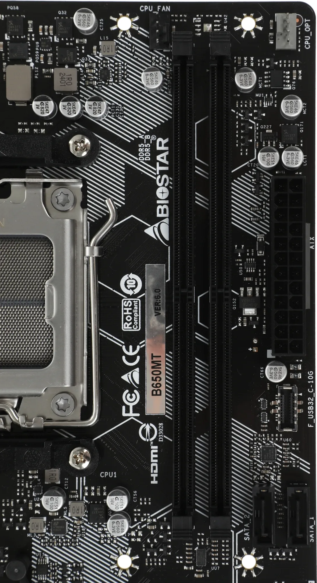 Материнская плата Biostar B650MT SocketAM5 AMD B650 2xDDR5 mATX AC`97 8ch(7.1) GbLAN RAID+HDMI+DP