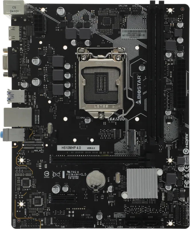 Материнская плата Biostar H510MHP 4.0 Soc-1200 Intel H470 2xDDR4 mATX AC`97 8ch(7.1) GbLAN+VGA+HDMI