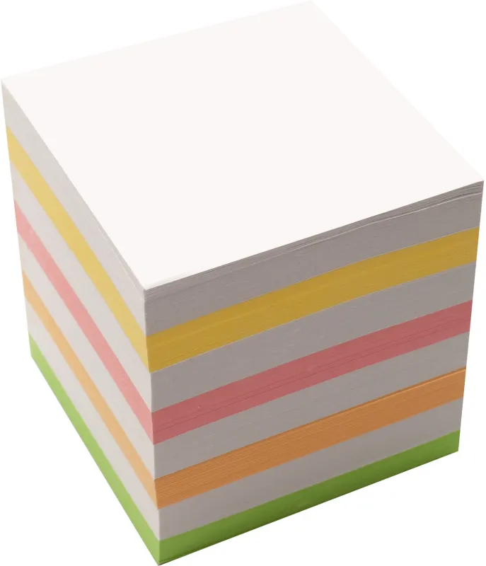 Блок для записей бумажный Silwerhof Daily Стандарт 90x90x90мм 80г/м2 ассорти 5цв.в упак. в подставке