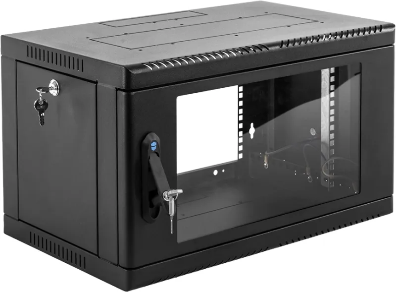 Шкаф ЦМО Шкаф телекоммуникационный настенный сварной 9U (600  350) съёмные стенки, дверь стекло, чёрный