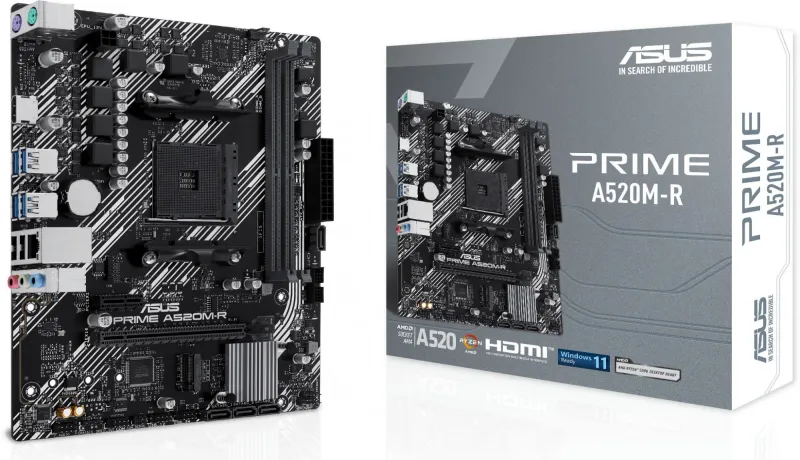 Материнская плата ASUS PRIME A520M-R, Socket AM4, A520, 2*DDR4,HDMI, 4SATA3 + RAID, Audio, Gb LAN, M2, USB 5Gbps, USB 2.0, COM*1 header (w/o cable), mATX ;90MB1H60-M0EAY0