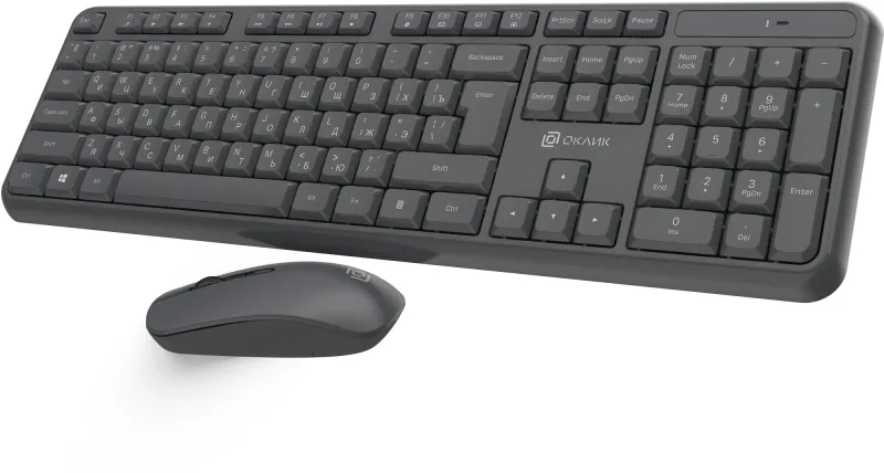 Клавиатура + мышь Оклик S277W клав:серый мышь:серый USB беспроводная Multimedia (2066173)