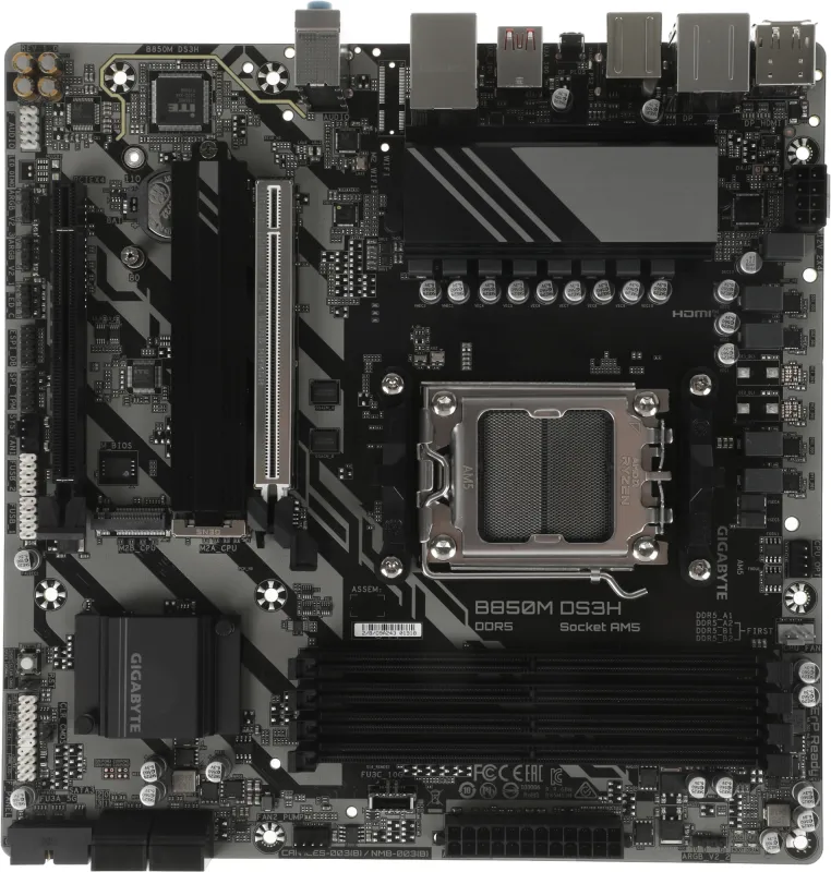 Материнская плата Gigabyte B850M DS3H SocketAM5 AMD B850 4xDDR5 mATX AC`97 8ch(7.1) 2.5Gg RAID+HDMI+DP
