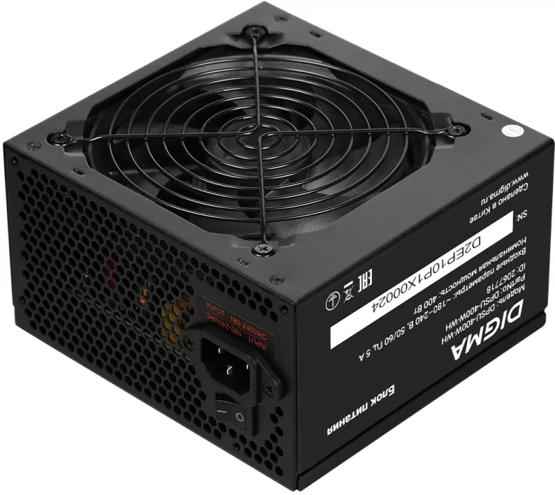 Блок питания Digma ATX 400W DPSU-400W-WH 80 PLUS WHITE (20+4pin) APFC 120mm fan 6xSATA RTL