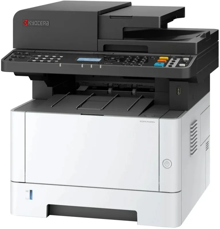 Kyocera ECOSYS MA4000fx , P/C/S/F, ч/б лазерный, A4, 40 стр/мин, 1200x1200 dpi, 512 Мб, USB 2.0, Network, лоток 250 л., Duplex, автопод., старт.тонер 3600 стр.
