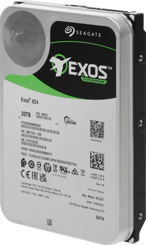 Жесткий диск Seagate SATA-III 20TB ST20000NM002H Server Exos X24 4KN (7200rpm) 256Mb 3.5"