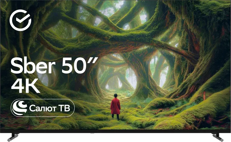 Телевизор LED Sber 50" SDX-50U4139 Салют ТВ черный 4K Ultra HD 60Hz DVB-T DVB-T2 DVB-C DVB-S DVB-S2 USB WiFi Smart TV