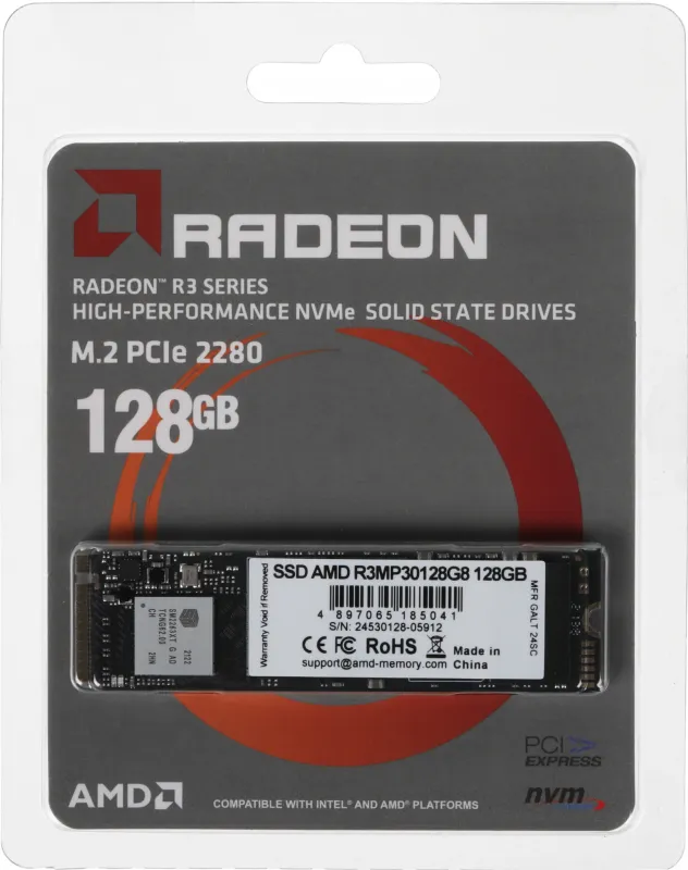 Накопитель SSD AMD PCIe 3.0 x4 128GB R3MP30128G8 Radeon M.2 2280