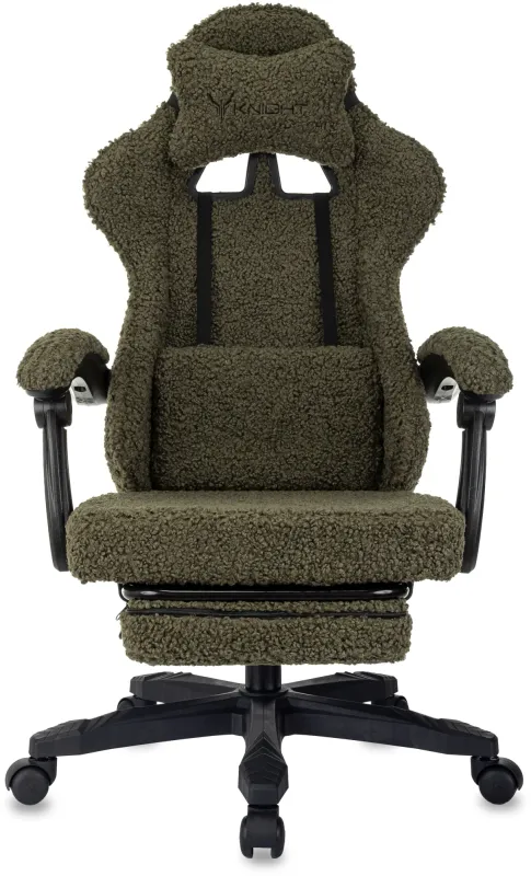 Кресло игровое Knight Lord/F хаки экомех крестов. пластик подст.для ног